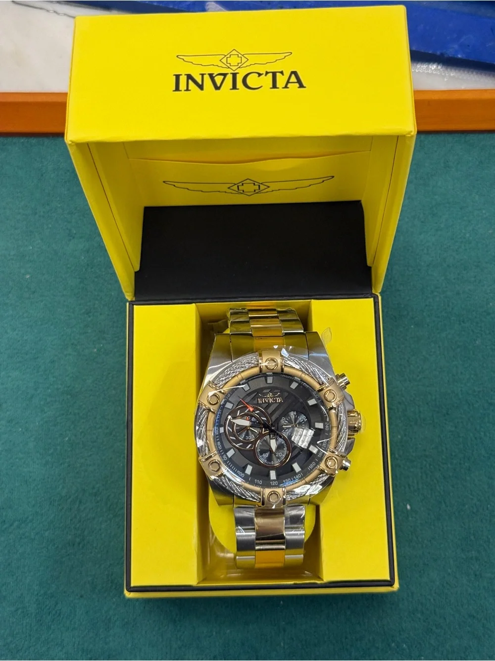 Invicta bolt men’s Two-Tone Gold and Silver Chronograph Watch with Gray Dial
